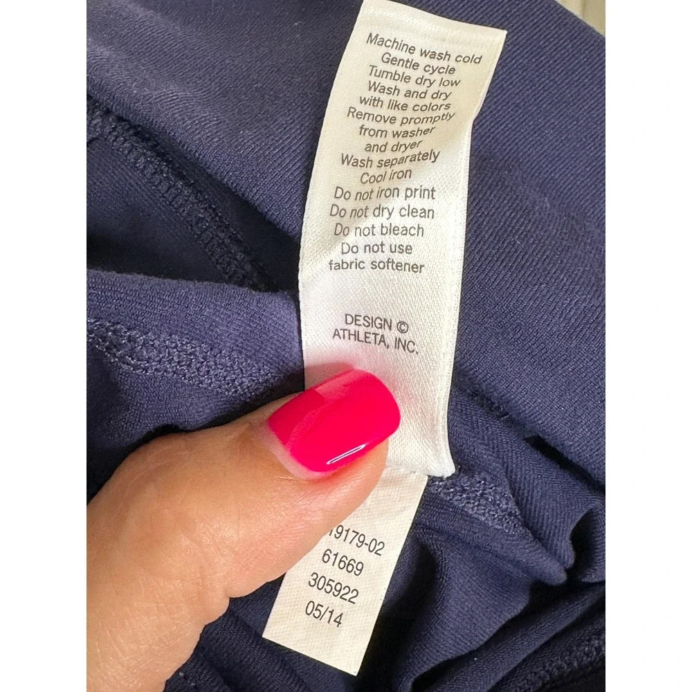 Athleta Bootcut Yoga Pants Small Petite Navy Blue Side Pockets Activewear